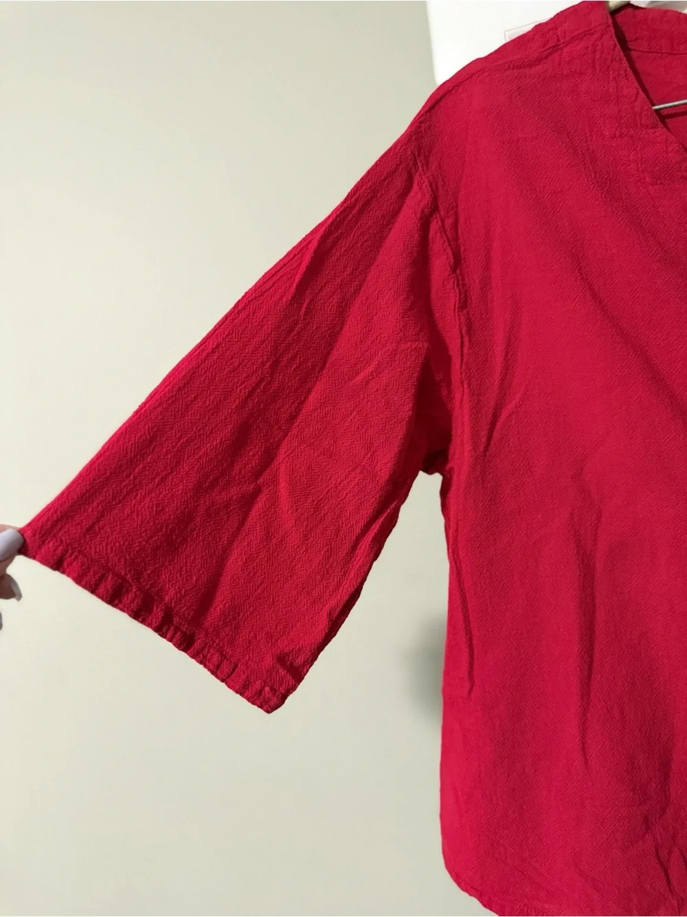 Oh My Gauze Red Cotton Button Front Crinkle Top Size 2 Made in Mexico